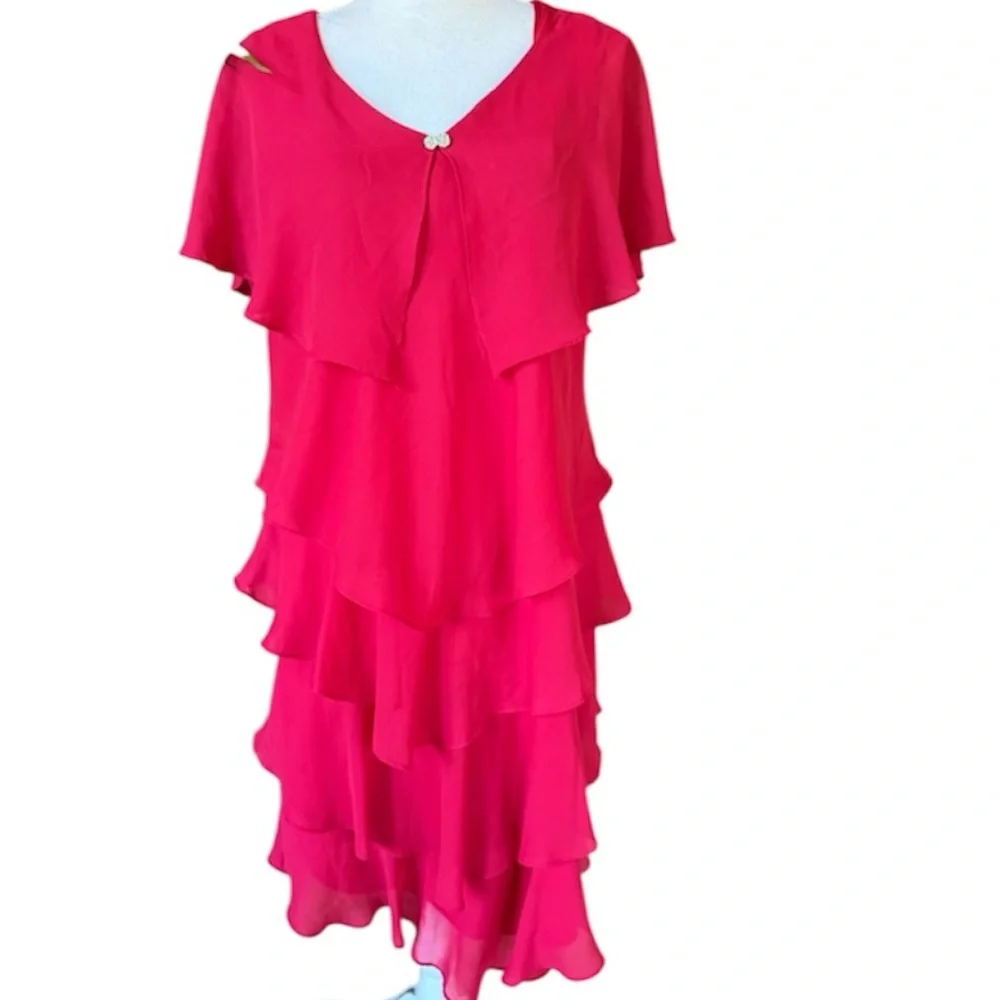 Coldwater Creek ladies fully lined ruffled layer dress size 16 excellent condi - Picture 2 of 16